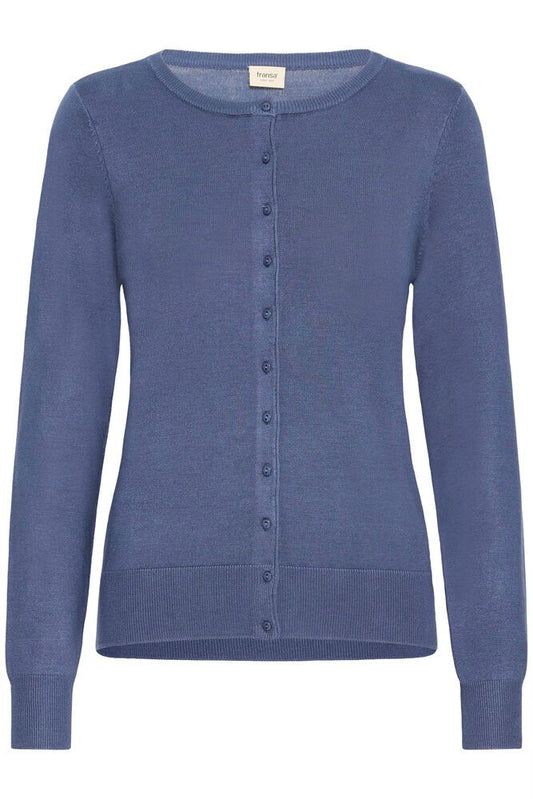 20604187 Basic O-Neck Button Cardigan Navy/Blue