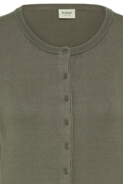 20604187 Basic O-Neck Button Cardigan Olive Green