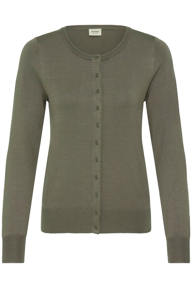 20604187 Basic O-Neck Button Cardigan Olive Green