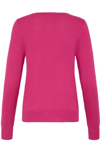 20604187Ss26 Basic O-Neck Fine Knit Card Magenta