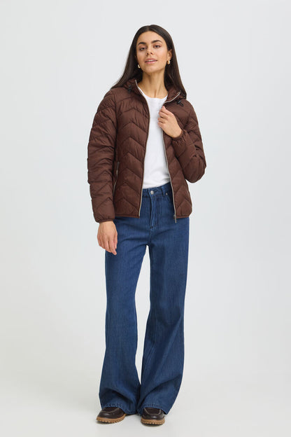 20609336 LIGHT PADDED CASUAL SHORT HOODED COAT Brown