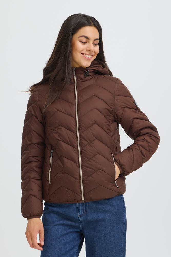 20609336 LIGHT PADDED CASUAL SHORT HOODED COAT Brown