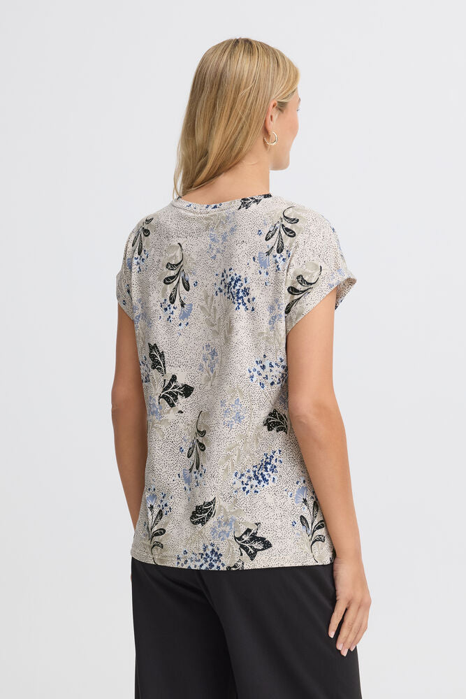20610634 TEES PRINT SH/SL Cream/Blue