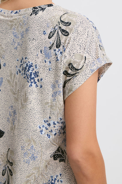 20610634 TEES PRINT SH/SL Cream/Blue