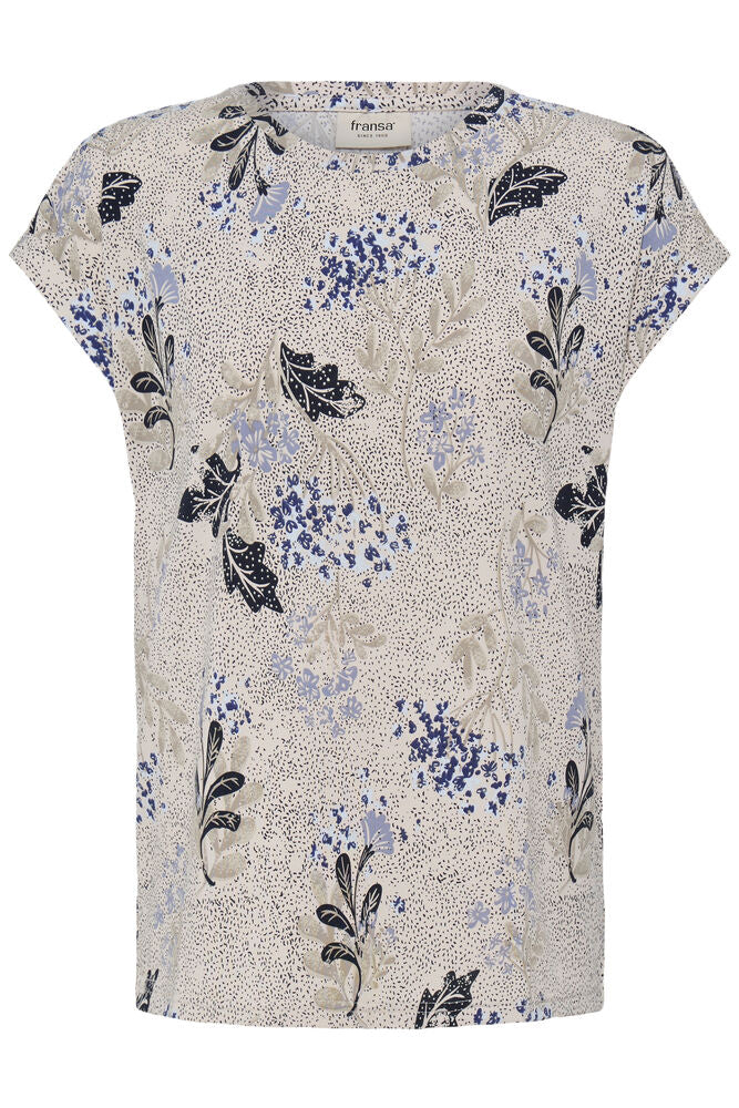20610634 TEES PRINT SH/SL Cream/Blue