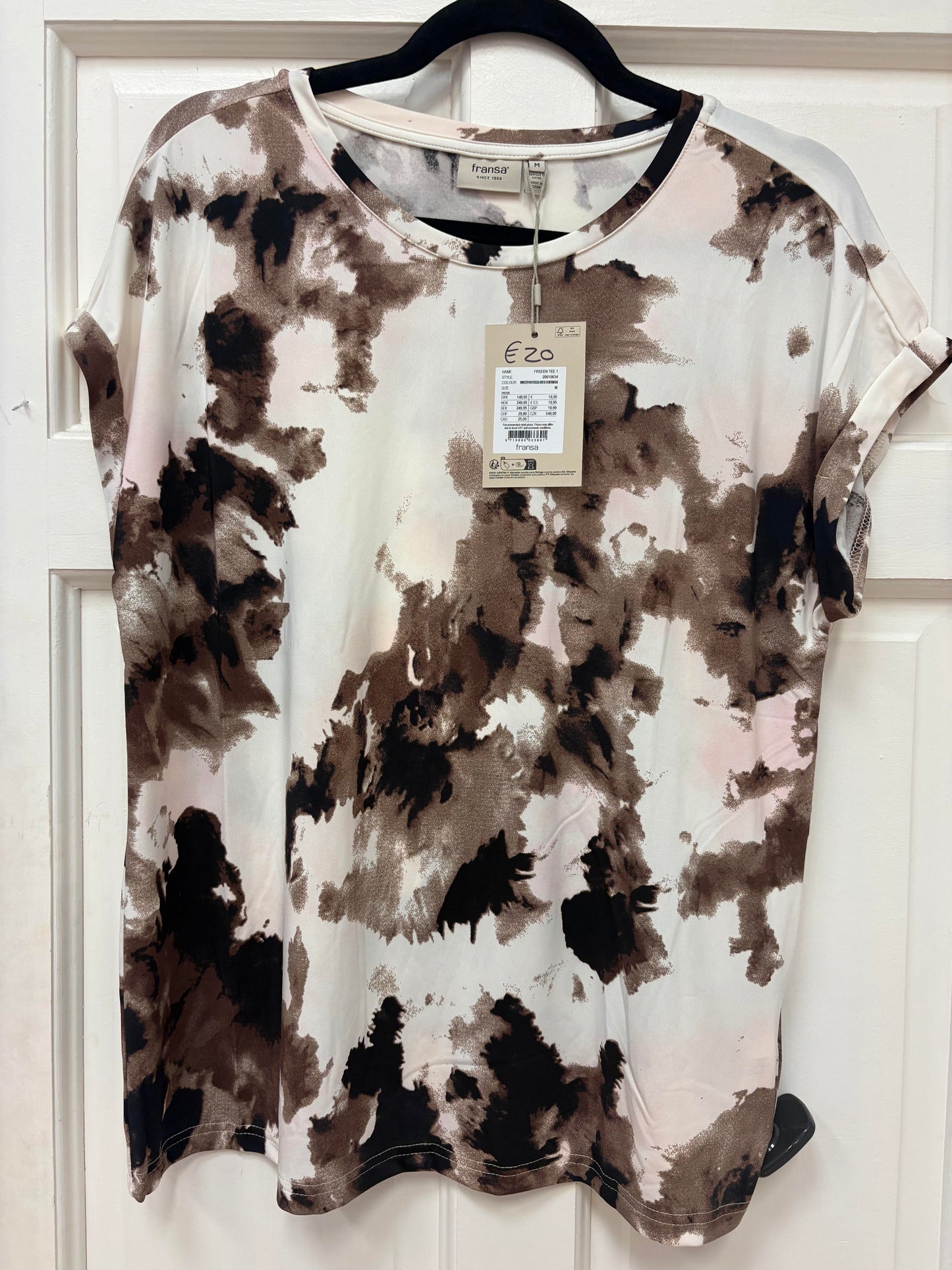 20610634 TEES PRINT SH/SL Cream/Brown