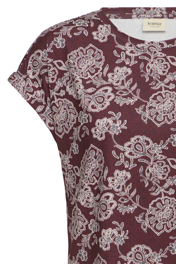 20610634 ?20 TEES PRINT SH/SL Wine/Grey