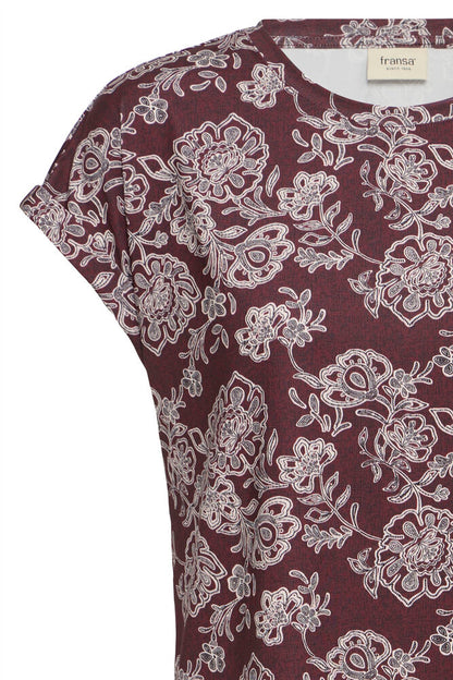 20610634 ?20 TEES PRINT SH/SL Wine/Grey