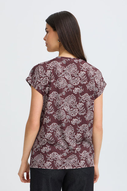 20610634 ?20 TEES PRINT SH/SL Wine/Grey
