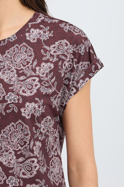 20610634 ?20 TEES PRINT SH/SL Wine/Grey