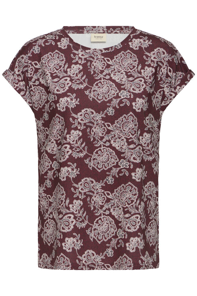 20610634 ?20 TEES PRINT SH/SL Wine/Grey