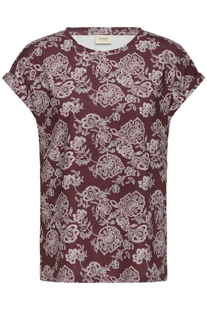 20610634 ?20 TEES PRINT SH/SL Wine/Grey