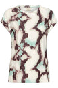 20610634Ss26 Cap Slve O-Neck Print Top Brown/Green