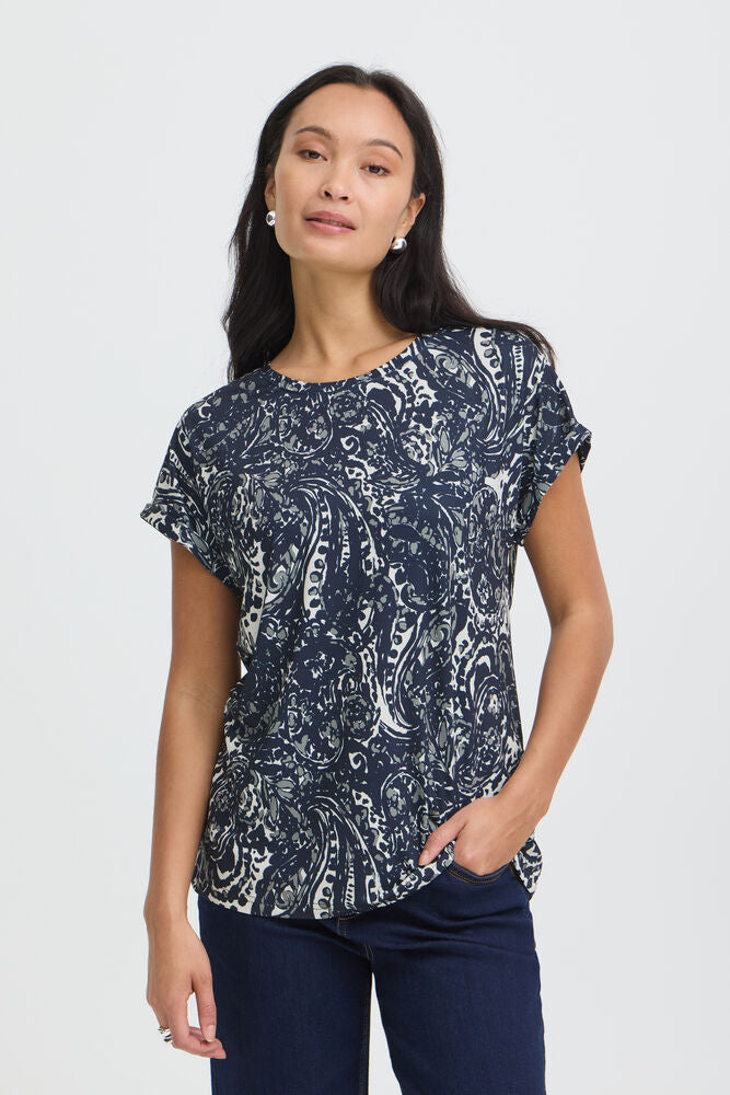 20610634 TEES PRINT SH/SL Navy/Green