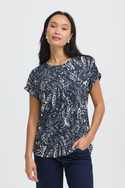 20610634 TEES PRINT SH/SL Navy/Green