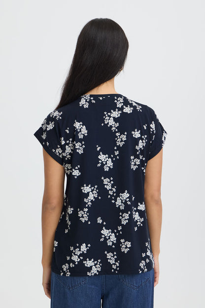 20610634  TEES PRINT SH/SL Navy/Cream