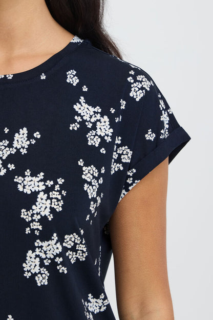 20610634  TEES PRINT SH/SL Navy/Cream