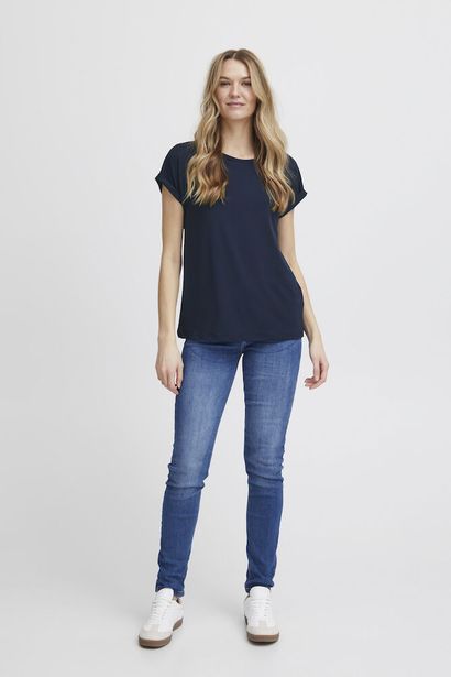 20610634Ss25 Cap Slve Print Basic Top Navy