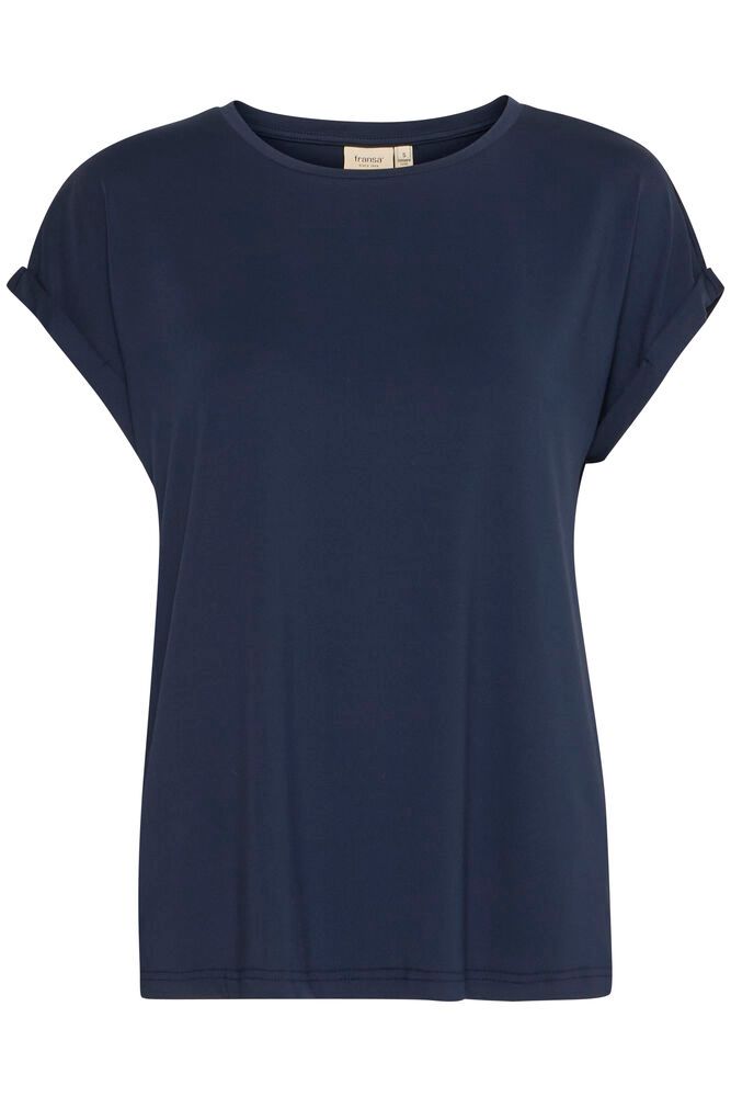 20610634Ss25 Cap Slve Print Basic Top Navy