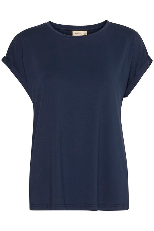 20610634Ss25 Cap Slve Print Basic Top Navy