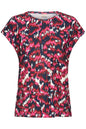 20610634Ss26 Cap Slve O-Neck Print Top Navy/Magenta