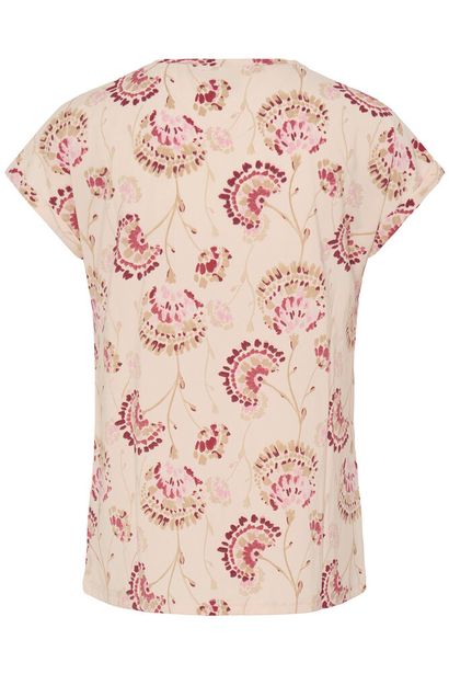 20610634Ss26 Cap Slve O-Neck Print Top Pink