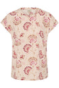 20610634Ss26 Cap Slve O-Neck Print Top Pink