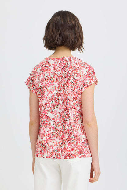 20610634Ss26 CAP SLEEVE ROUND NECK PRINT TEE Pink/Orange