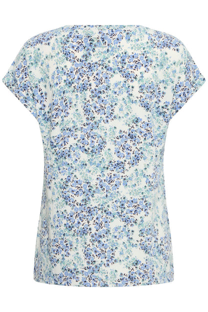 20610634Ss26 CAP SLEEVE ROUND NECK PRINT TEE Blue/Green