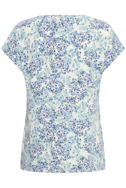 20610634Ss26 CAP SLEEVE ROUND NECK PRINT TEE Blue/Green