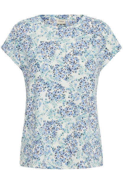 20610634Ss26 CAP SLEEVE ROUND NECK PRINT TEE Blue/Green