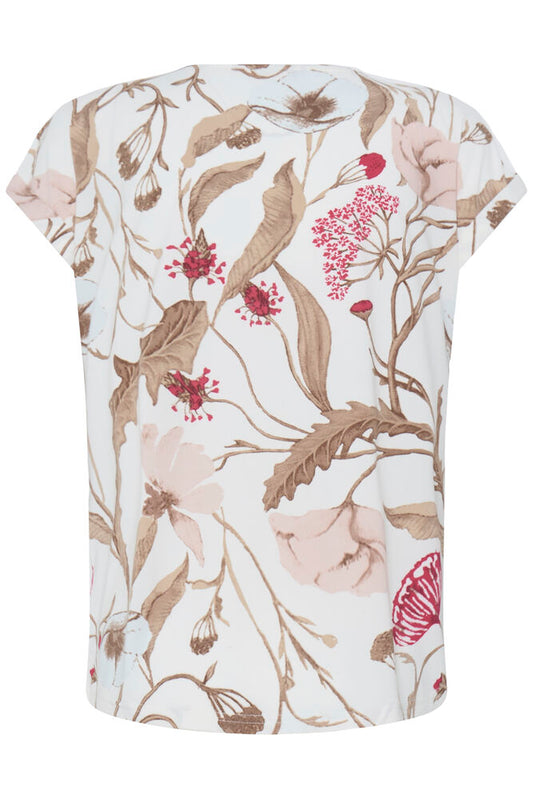20610634Ss26 CAP SLEEVE ROUND NECK PRINT TEE Brown/Pink
