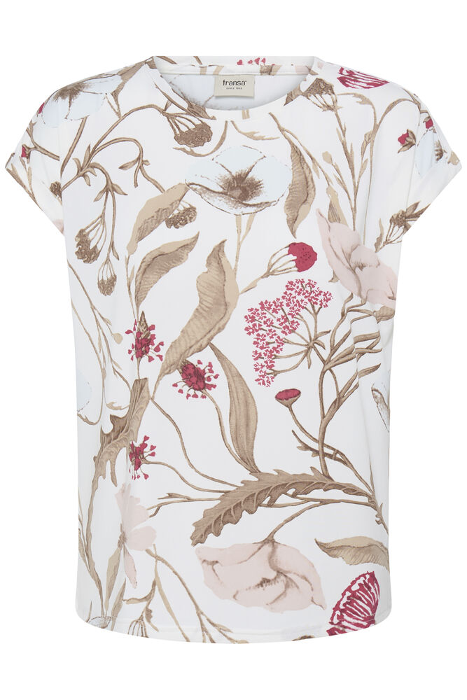 20610634Ss26 CAP SLEEVE ROUND NECK PRINT TEE Brown/Pink