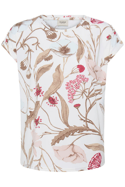 20610634Ss26 CAP SLEEVE ROUND NECK PRINT TEE Brown/Pink