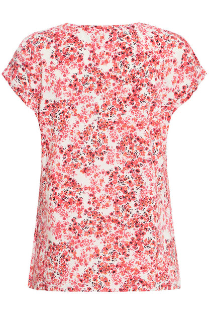 20610634Ss26 CAP SLEEVE ROUND NECK PRINT TEE Pink/Orange