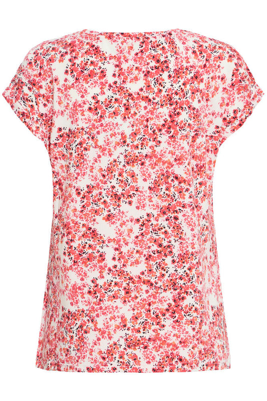 20610634Ss26 CAP SLEEVE ROUND NECK PRINT TEE Pink/Orange