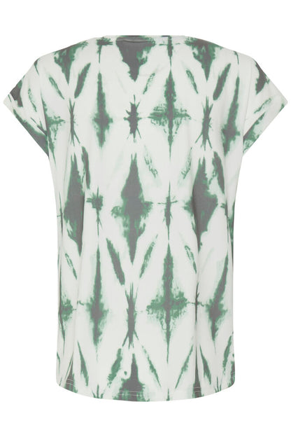 20610634Ss26 CAP SLEEVE ROUND NECK PRINT TEE Green/White