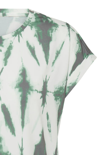 20610634Ss26 CAP SLEEVE ROUND NECK PRINT TEE Green/White