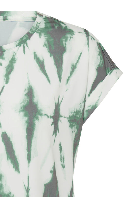20610634Ss26 CAP SLEEVE ROUND NECK PRINT TEE Green/White