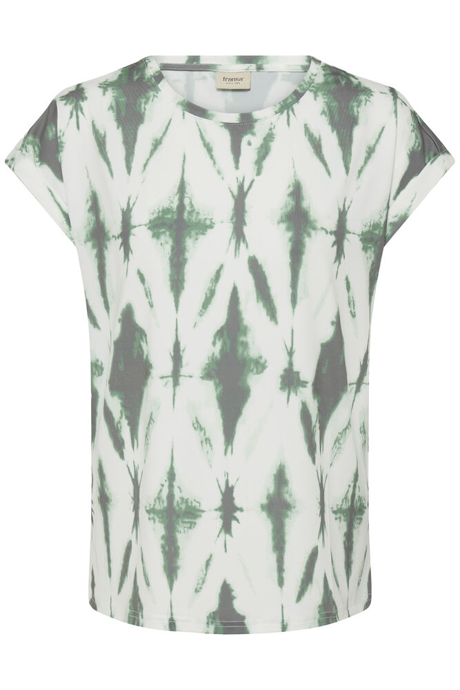 20610634Ss26 CAP SLEEVE ROUND NECK PRINT TEE Green/White