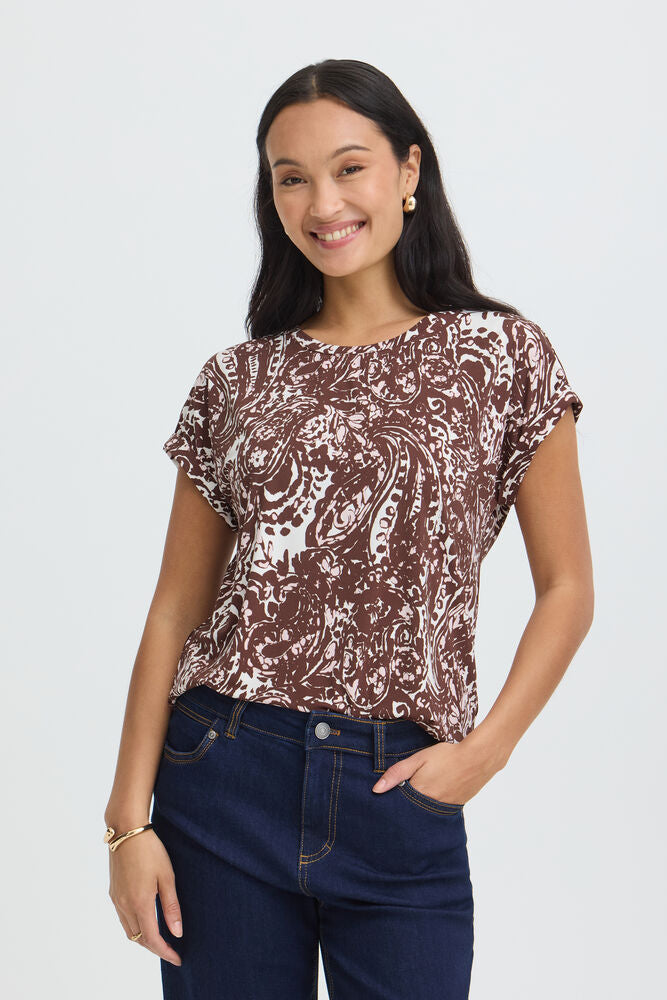 20610634 TEES PRINT SH/SL Wine/Pink