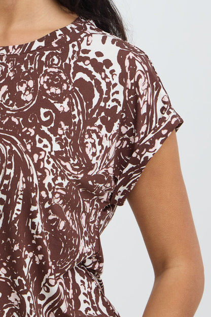 20610634 TEES PRINT SH/SL Wine/Pink