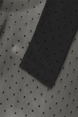 20610740 Mesh L/S O-Neck Top With Dots Black