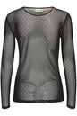 20610740 Mesh L/S O-Neck Top With Dots Black