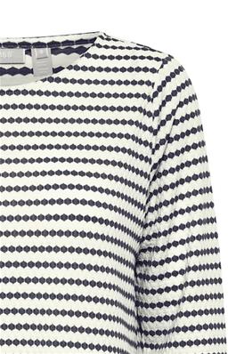 20613431 Hex/Stripe Soft Feel Boat Neck Navy/Cream