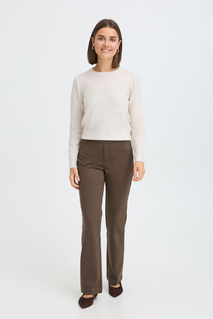 20613528 BOOT CUT PULL UP HEAVY JERSEY TROUSERS Chocolate