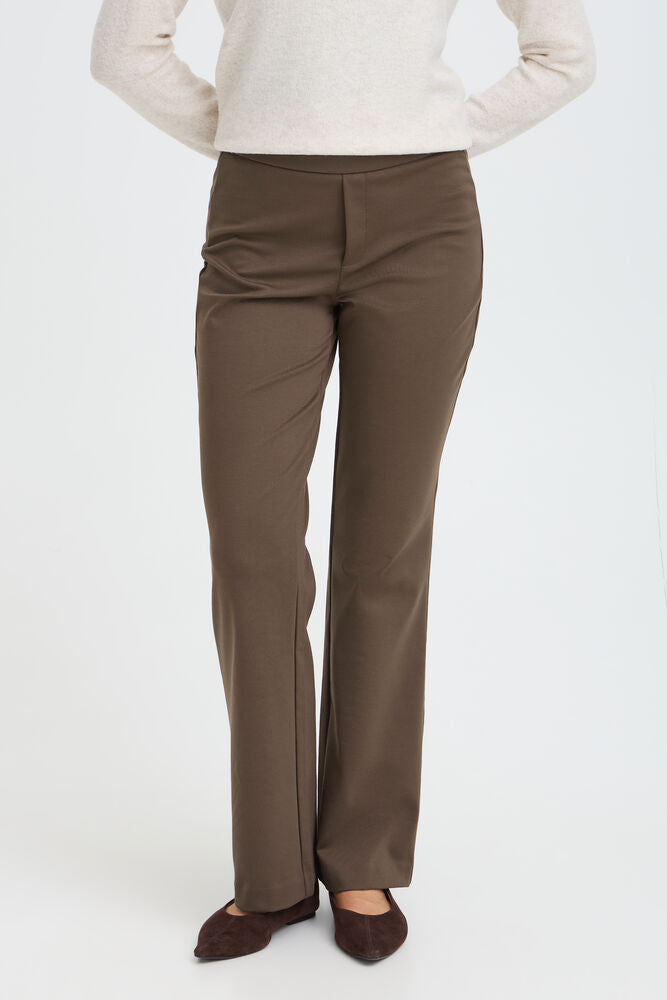 20613528 BOOT CUT PULL UP HEAVY JERSEY TROUSERS Chocolate