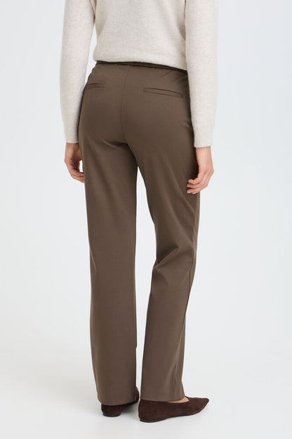 20613528 BOOT CUT PULL UP HEAVY JERSEY TROUSERS Chocolate
