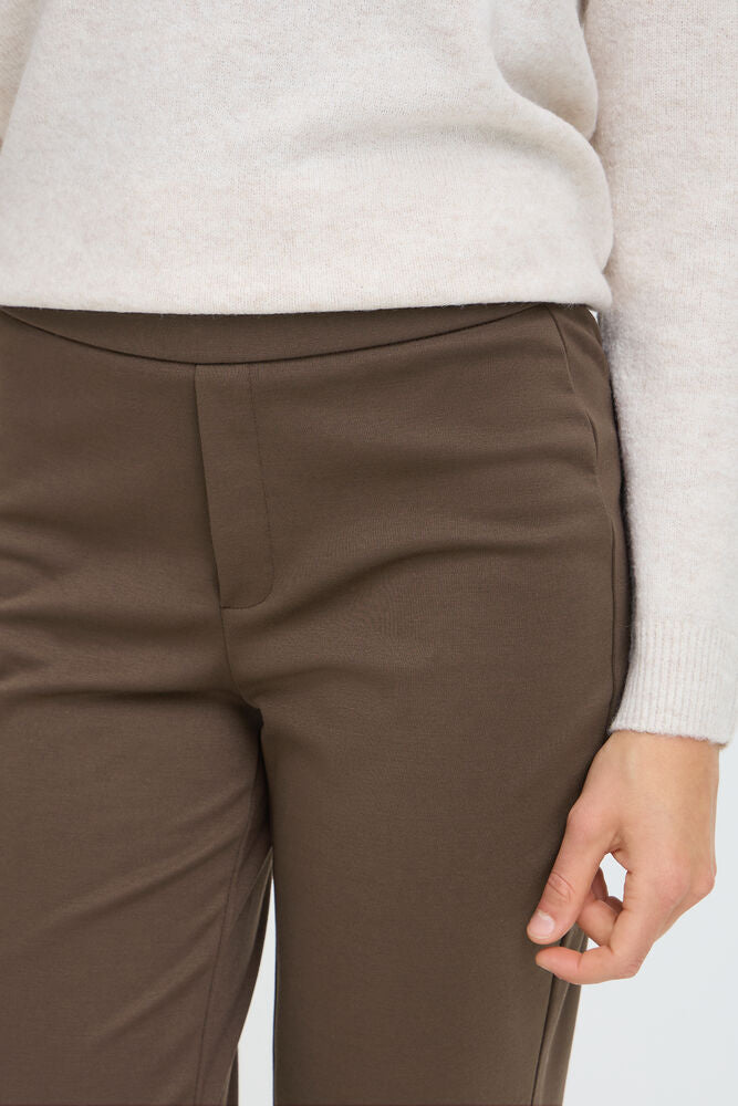 20613528 BOOT CUT PULL UP HEAVY JERSEY TROUSERS Chocolate