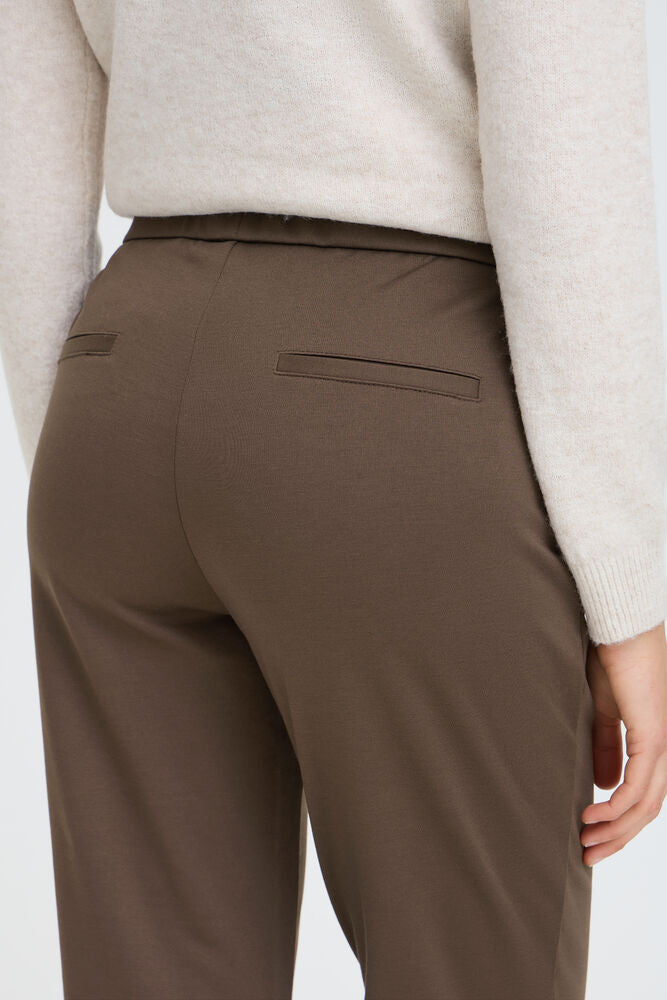 20613528 BOOT CUT PULL UP HEAVY JERSEY TROUSERS Chocolate